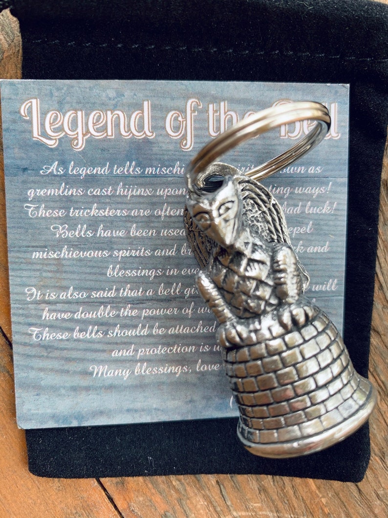 Gargoyle GUARDIAN Bell of Good Luck gift fortune pet keychain Etsy