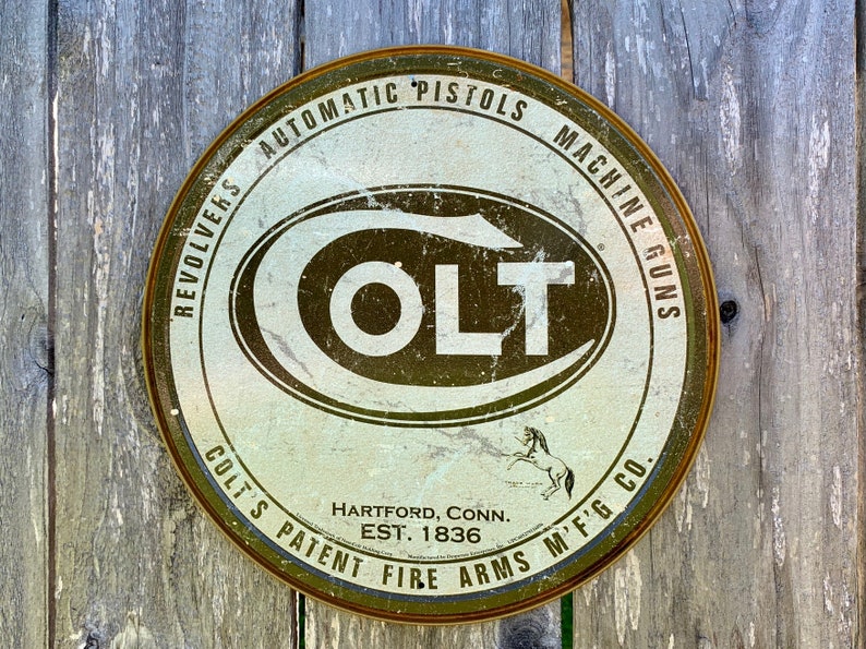 Colt Round Logo Metal Tin Sign Vintage Wall Decor Garage Shop | Etsy