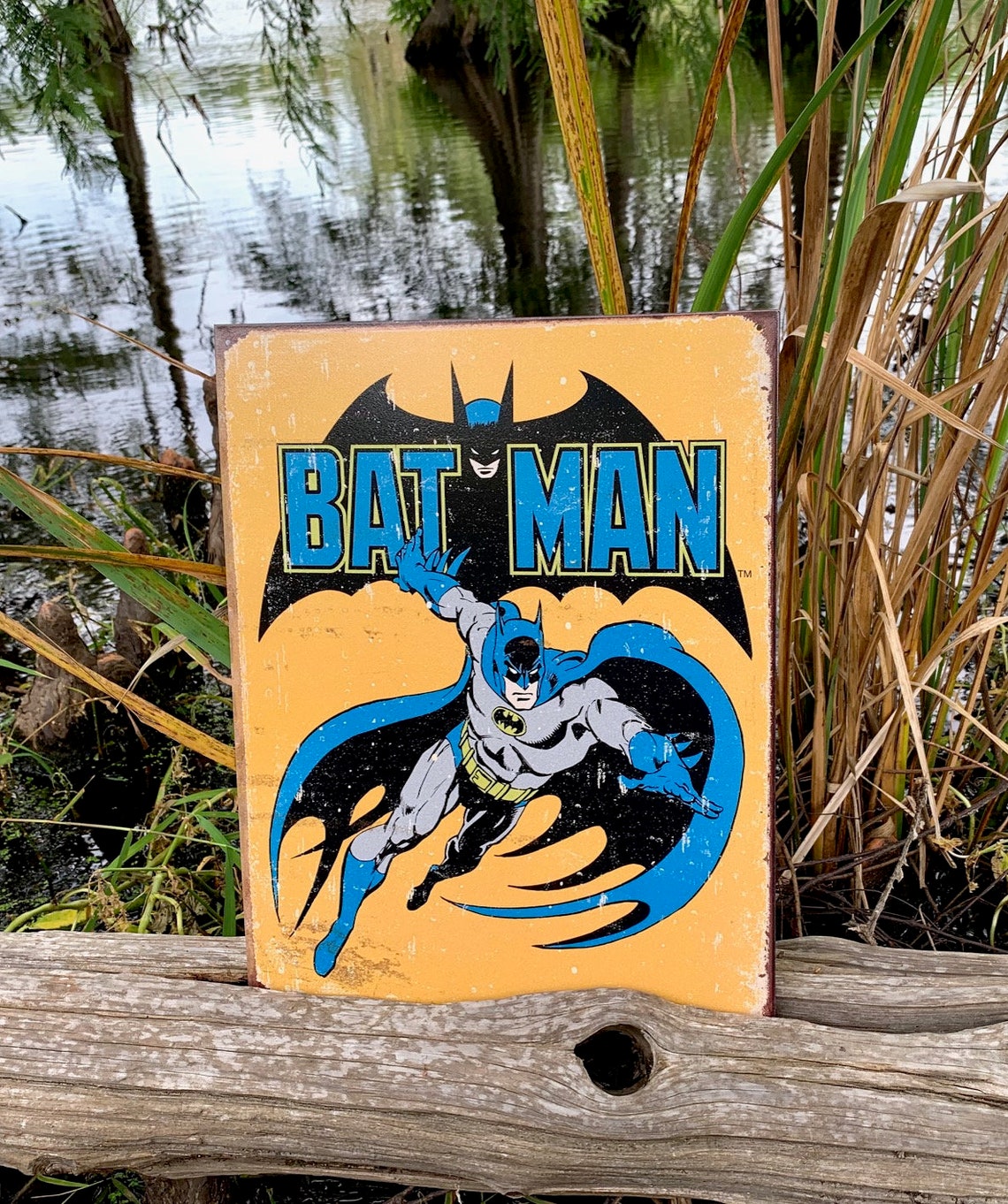 Batman Retro Metal Tin Sign Vintage Wall Decor Dc Comics Etsy
