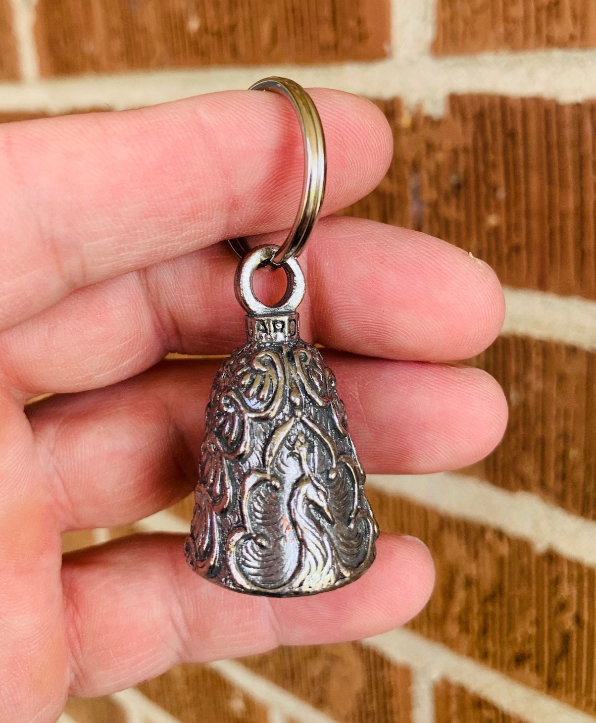 Peacock GUARDIAN Bell of Good Luck gift fortune pet keychain Etsy