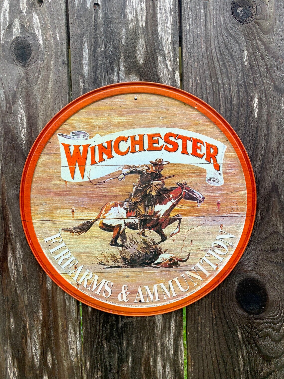 Winchester Express Round Metal Tin Sign Vintage Wall Decor Etsy