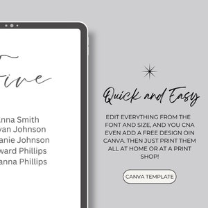 Seating Chart Template, Table Number Template, Canva Template, Instant ...