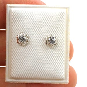 Sterling Silver Screw back Zirconia Flower Baby Earrings image 3