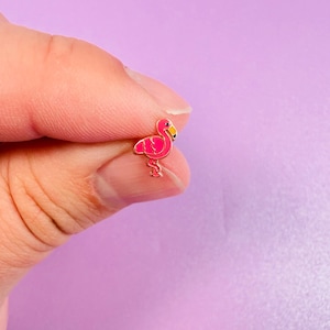 Zierliche Pink Flamingo Ohrstecker aus Sterling Silber Rose Gold