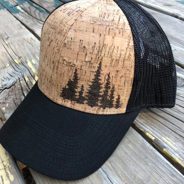 Fir Tree Cork Hat - Trucker Hat, Hoge kwaliteit - Auto, Laptop, Waterfles - Lokaal, Trendy, Hip