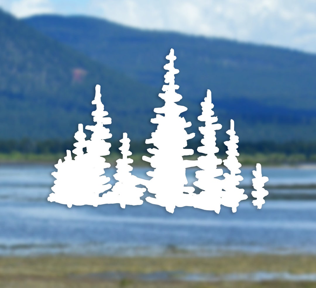 Mini Fir Tree - Oregon - White Vinyl Decal, High Quality - Car, Laptop ...