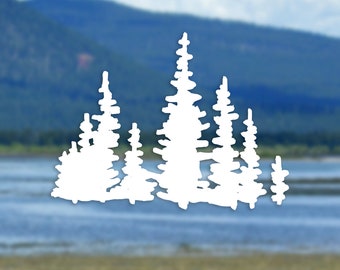 Mini Fir Tree - Oregon - White Vinyl Decal, High Quality - Car, Laptop, Waterbottle - Local, Trendy, Hip