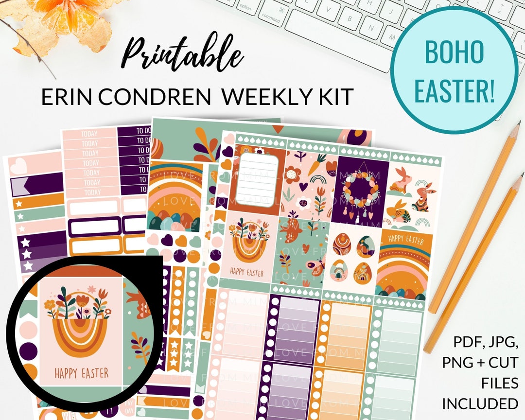 EASTER PRINTABLE Planner Stickers for Erin Condren Vertical | Easter ...