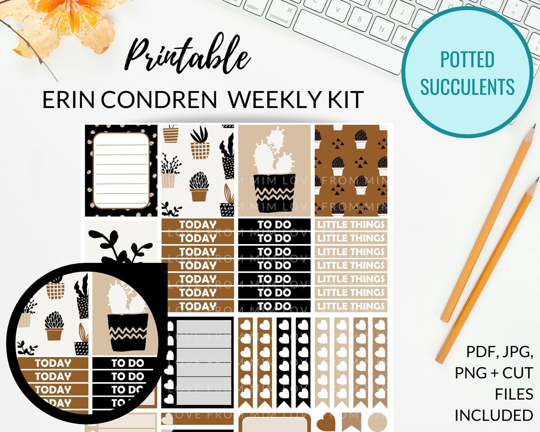 PRINTABLE SUCCULENTS Planner Stickers, Plants Weekly Planner Stickers ...