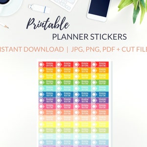 OCHTENDROUTINE Afdrukbare stickers pdf, routine voor gewoontetracking met gesneden bestanden