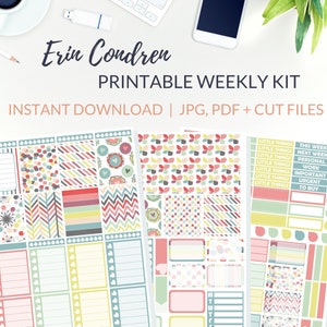 PRINTABLE PASTEL Planner Stickers, Weekly Planner Kit Erin Condren, Vertical Planner Stickers, ECLP Weekly Kit Printable, Pastel Stickers