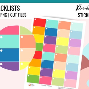 Stern HALF BOX Sticker Printable Planner Sticker + Cut Files | Halbe Box Aufkleber blanko Regenbogen hell Erin Condren Happy Planer