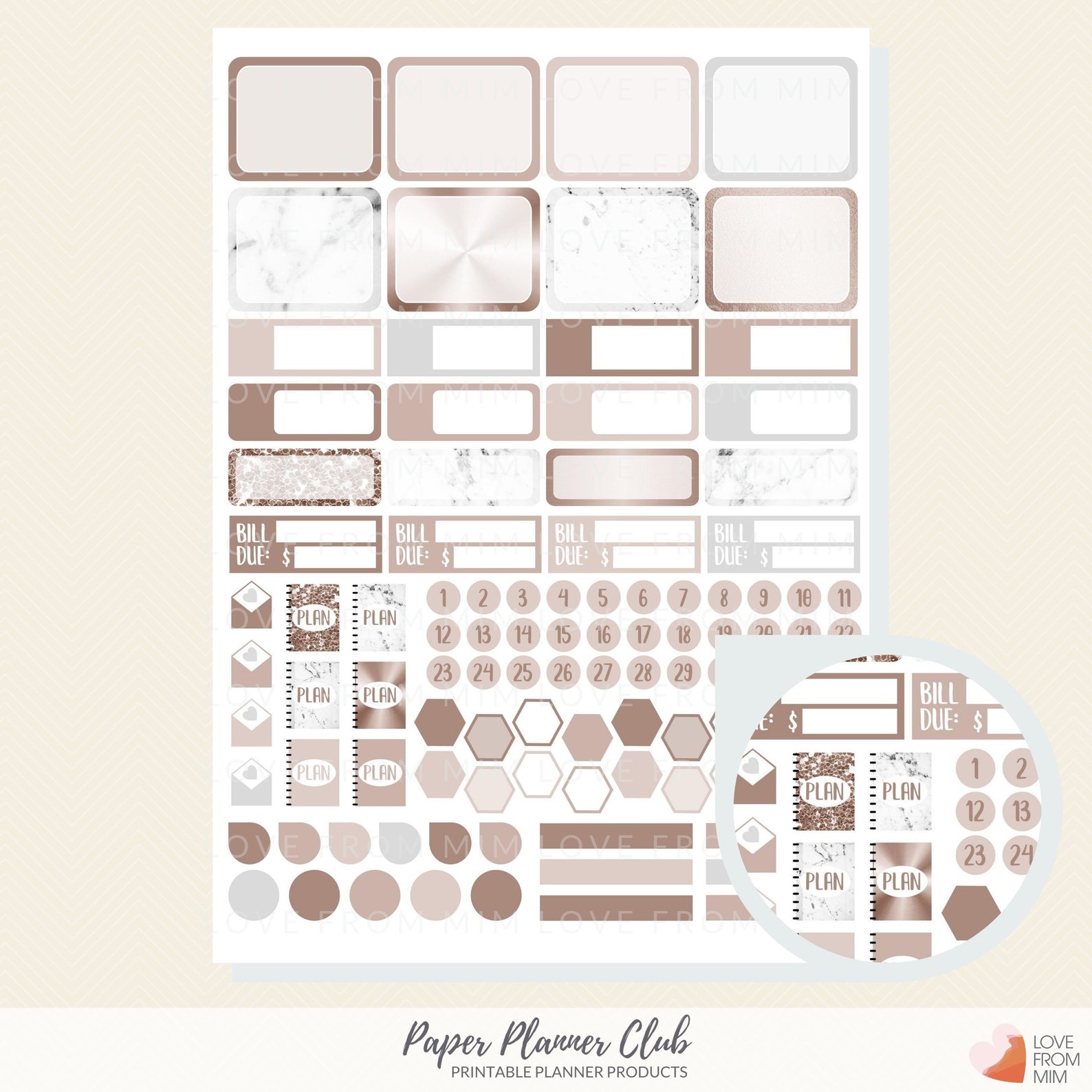 PRINTABLE ROSE Gold Planner Stickers Weekly Planner Kit Etsy