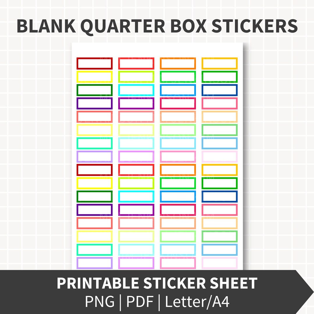 BLANK Quarter Box Planner Stickers Printable, 1.5x0.5 Inch Labels With ...