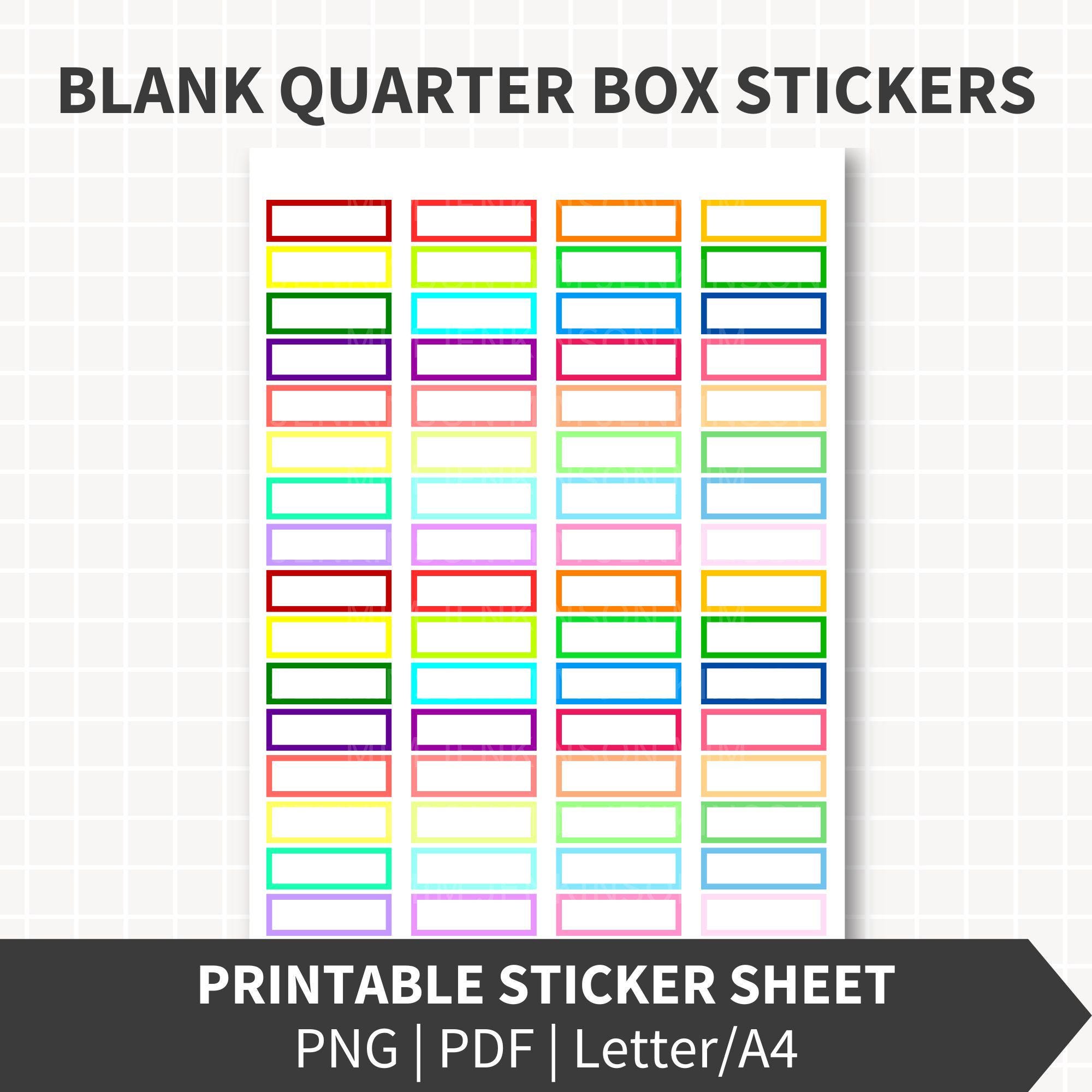 BLANK Quarter Box Planner Stickers Printable, 1.5x0.5 Inch Labels With ...