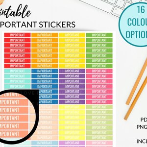 Adesivi per planner IMPORTANTI STAMPABILI + file di taglio, adesivi EC per intestazioni importanti stampabili, intestazioni importanti
