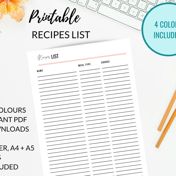 Pdf Recipe Template Etsy