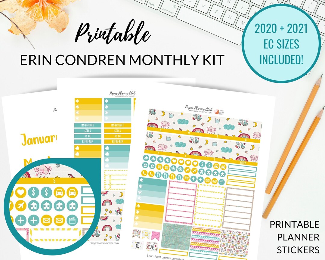 PRINTABLE ERIN CONDREN Monthly Kit, All Months, Undated, Monthly ...