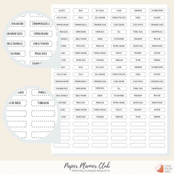 320+ étiquettes imprimées de pot d'épices et de garde-manger