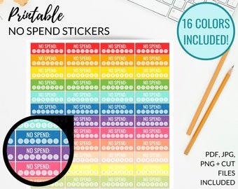 NO SPEND Printable Sticker, No Spend Stickers, No Spend Planner Stickers, No Spend Tracker Stickers