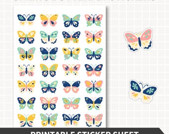 Druckbare Schmetterling Fussy Cuts Aufkleber, Frühling Schmetterlinge, 1,5 Zoll dekorative Scrapbook Aufkleber Cricut Crafts, Junk Journal Fussy Cut
