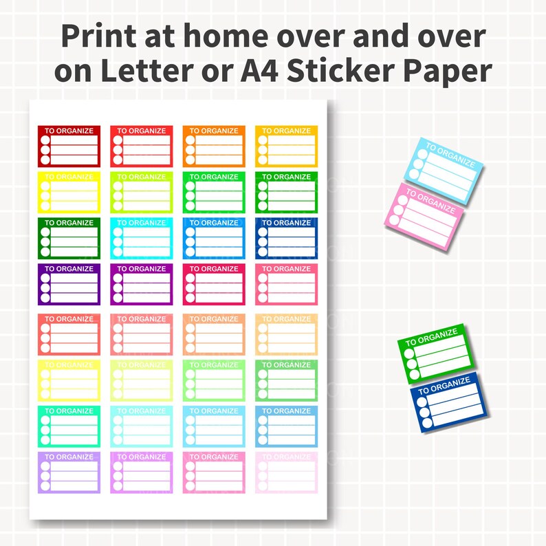 TO ORGANIZE Planner Stickers Printable, Half Box Labels With 3 ...