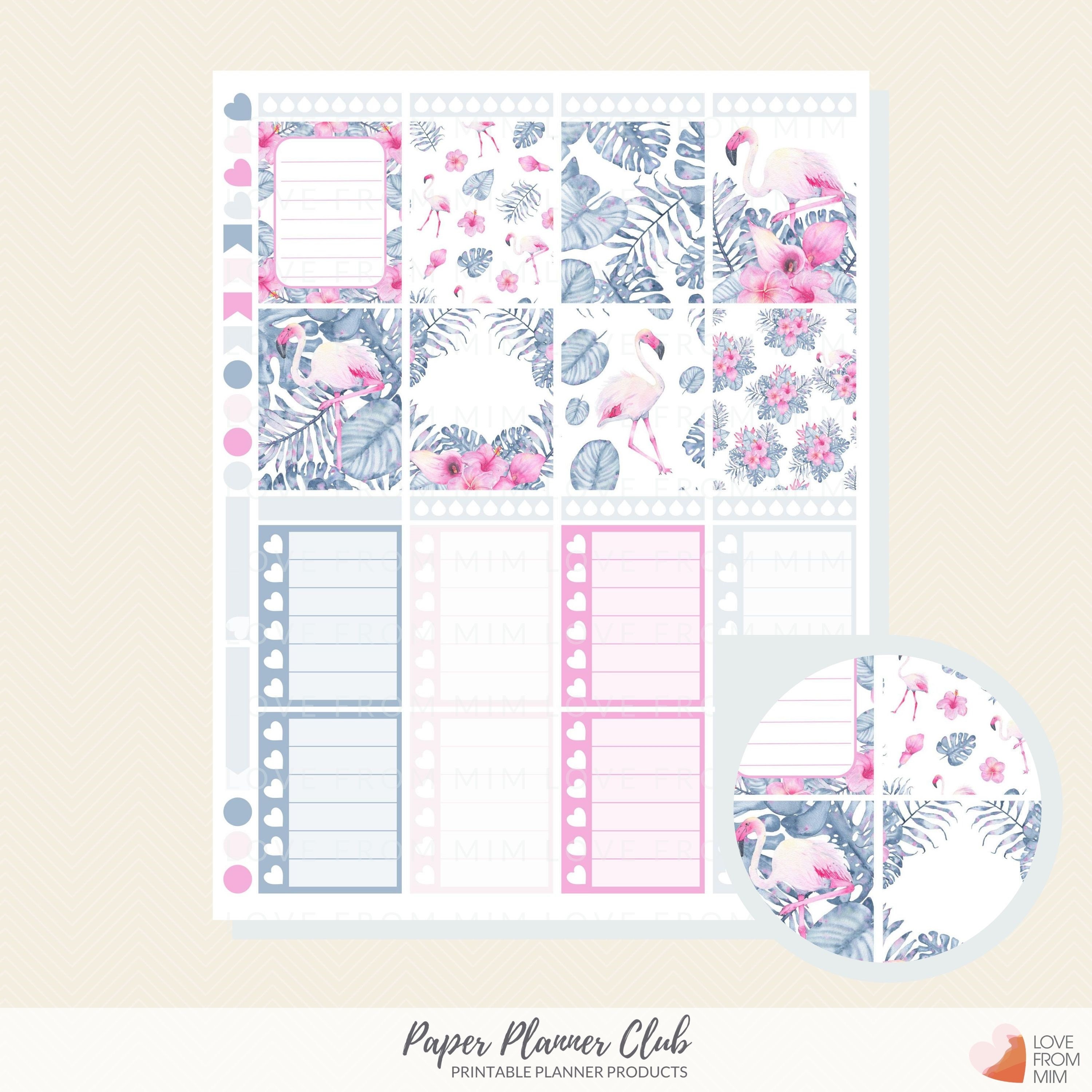 PRINTABLE FLAMINGO Planner Stickers | Weekly Planner Kit Erin Condren ...