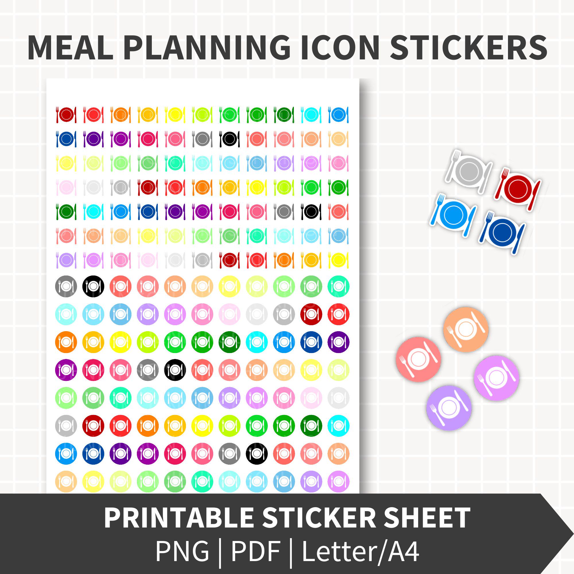 MEAL PLANNING Planner Stickers Printable, Dinner Plate Icons 0.5 Inch ...