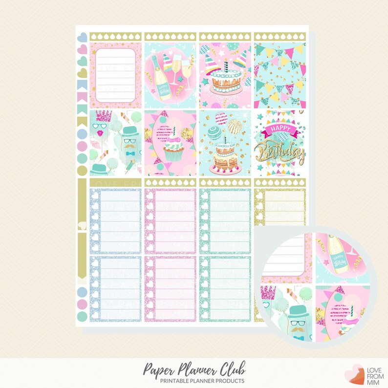 PRINTABLE BIRTHDAY Planner Stickers Erin Condren Printable - Etsy