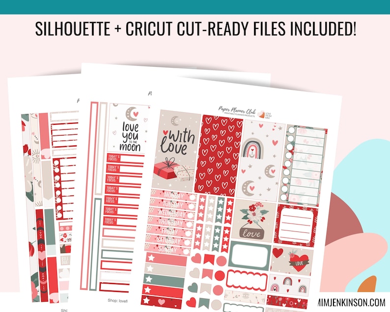 BOHO VALENTINE Printable Passion Planner Stickers Weekly - Etsy