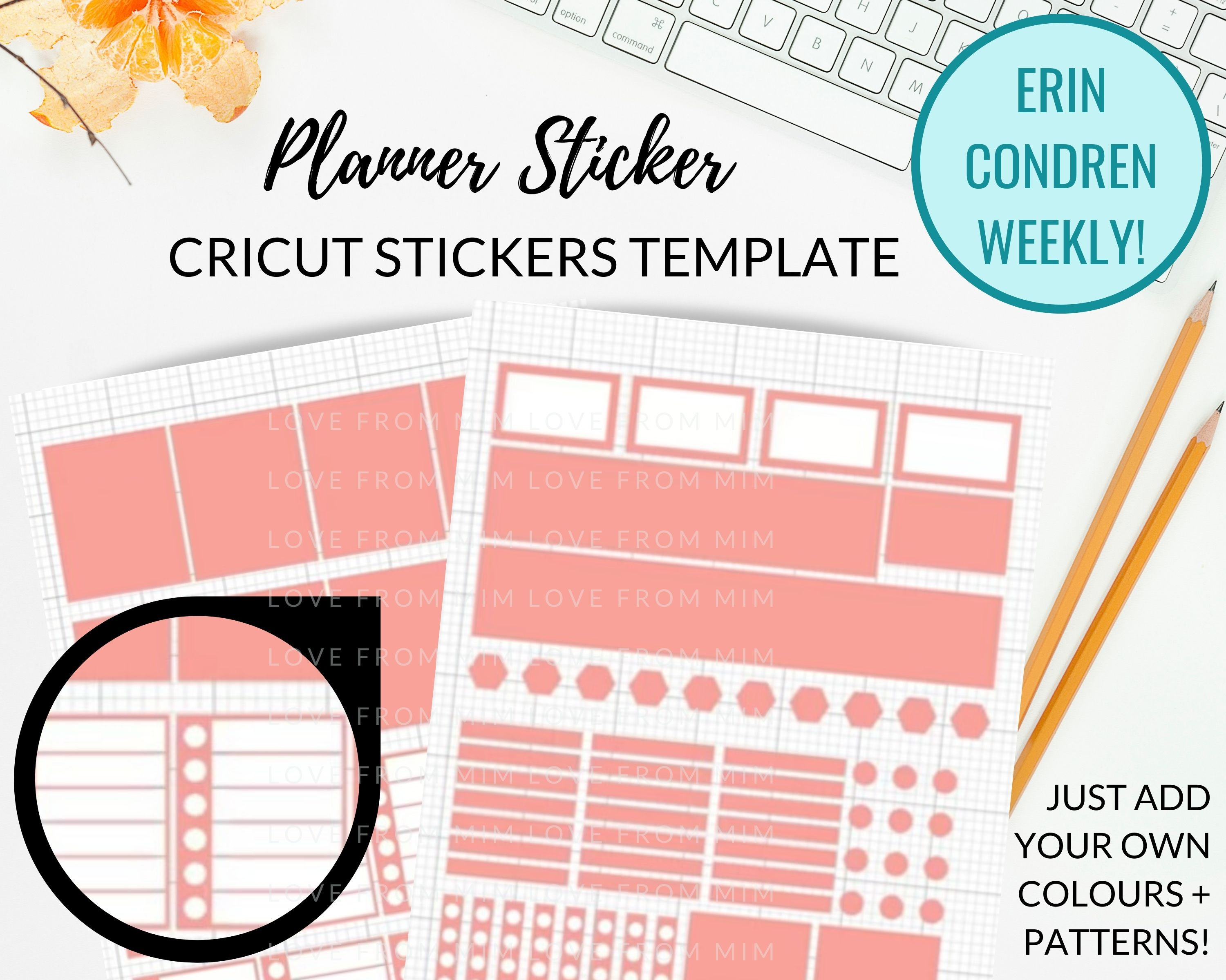 CRICUT Planner Sticker TEMPLATES Erin Condren Vertical Etsy