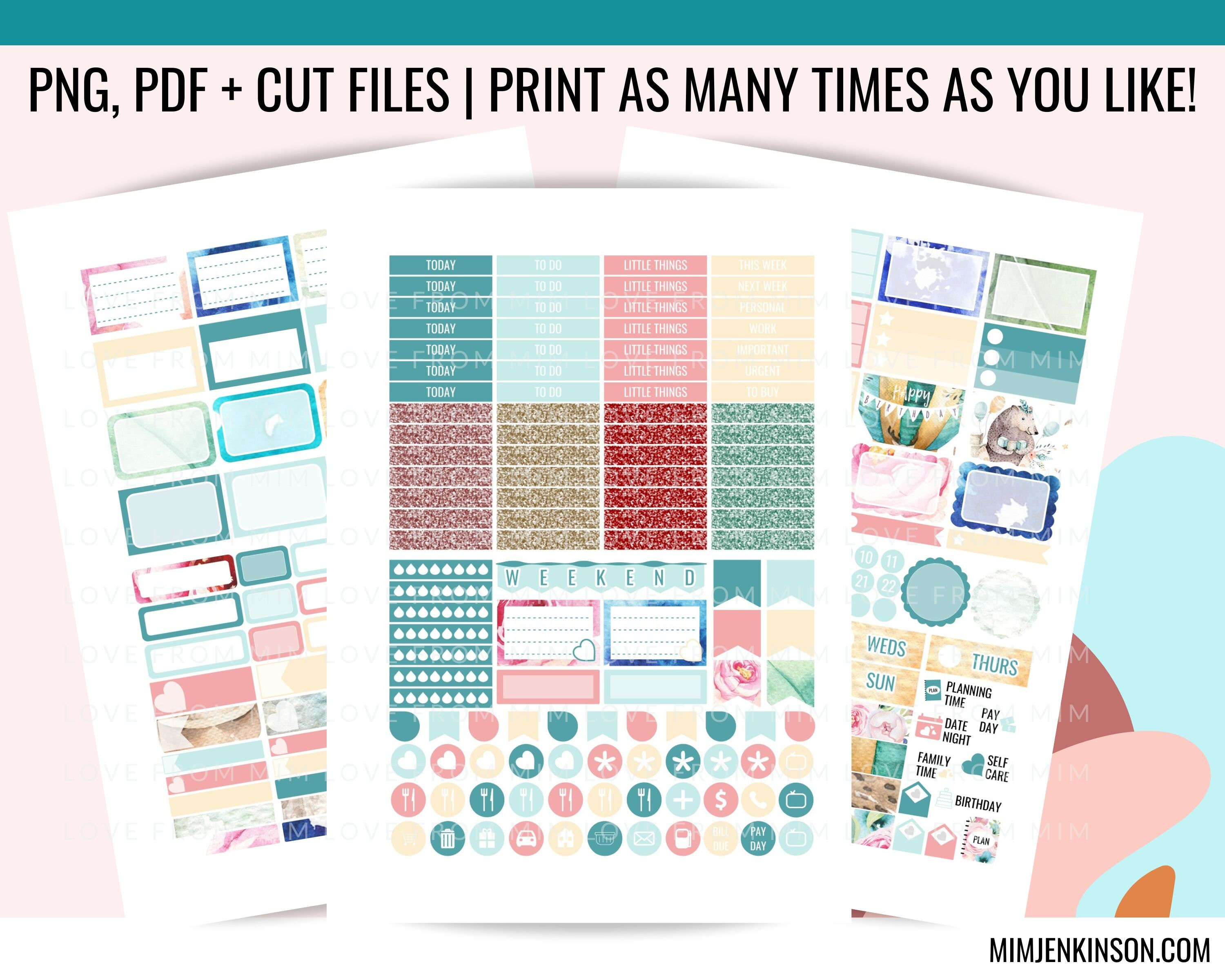 PRINTABLE BIRTHDAY Planner Stickers, Erin Condren Printable Weekly Kit ...