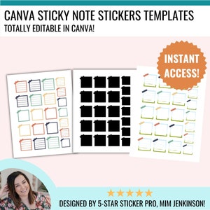 CANVA Sticky Notes Template, Editable Planner Sticker Template, Editable Stickers Templates, Commercial Use, Cricut, Silhouette