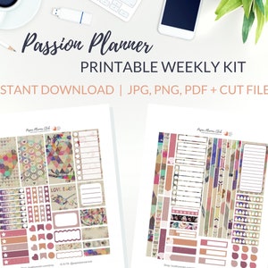 VALENTINSTAG druckbare Planer Aufkleber, Valentinstag Wochenplaner Kit für Passion Planner Large