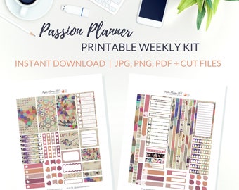 VALENTINE Printable Planner Stickers, Valentines Weekly Planner Kit for Passion Planner Large