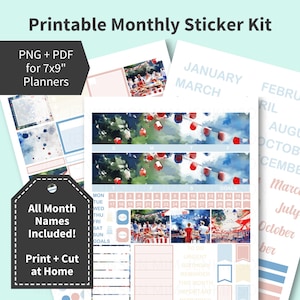 Kit d'autocollants imprimables du mois de JUILLET, Memorial Day, Stickers pour agenda du mois de mai, Erin Condren EC à imprimer, barbecue d'été 4ème tous les mois
