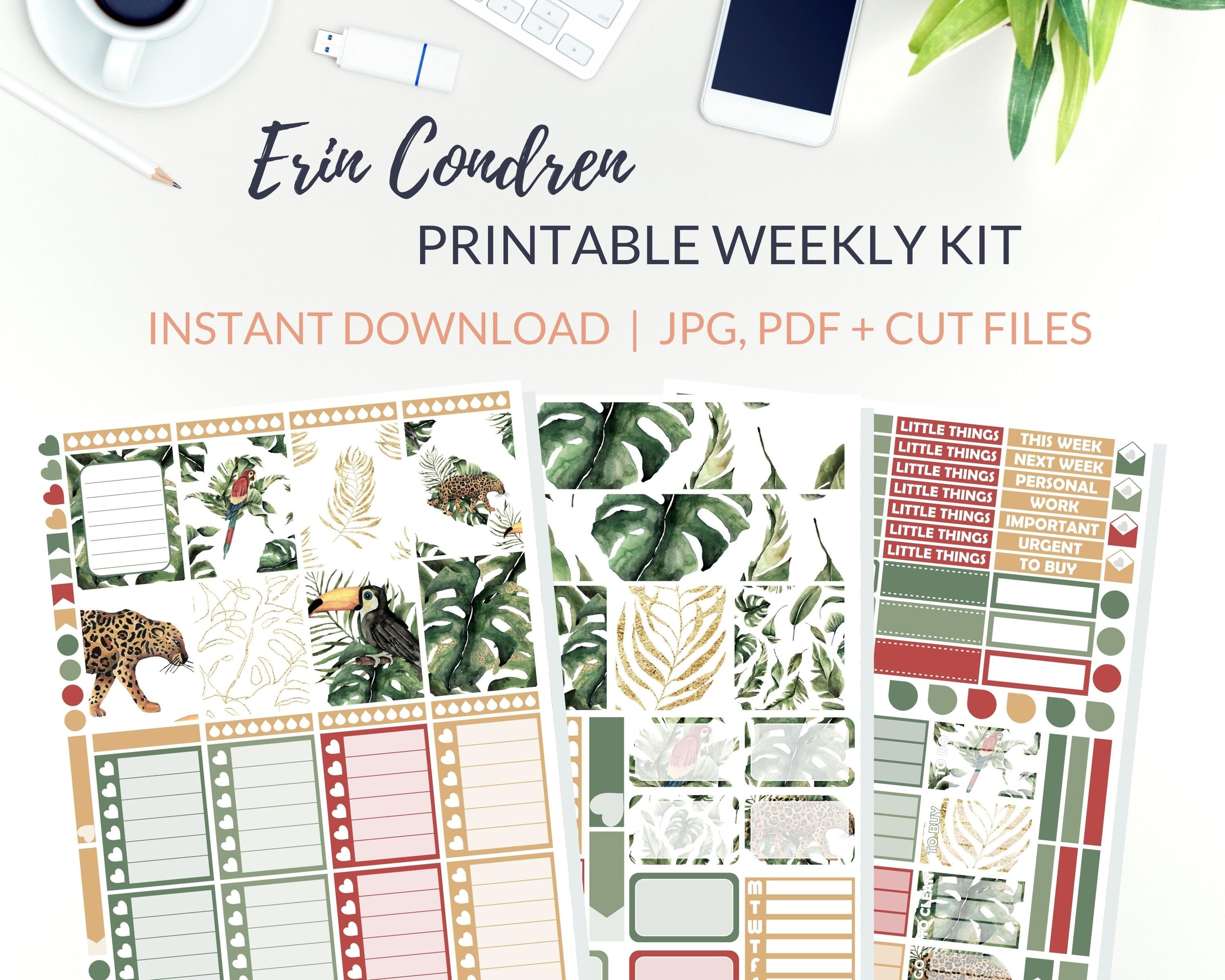 PRINTABLE AMAZON Planner Stickers Weekly Planner Kit Erin Etsy Australia