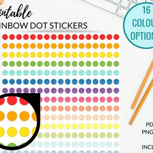 Printable RAINBOW DOT Planner Sticker | Mini Dot Printable Stickers | Circle Planner Stickers for Planners, Mini Dots Sticker