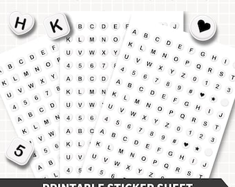 FREUNDSCHAFTSPERLEN Druckbare Aufkleber, Alphabet Buchstabe Perle Fussy Schnitt Printables Junk Journal Kit Armband Aufkleber Runde Quadrat Kopf Perle PNG