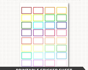 HALF BOX Planner Stickers Printable, Blank Half Boxes Labels, 1x1.5 Inch, 32 Colors, Instant Download Planner Cut Files, Erin Condren
