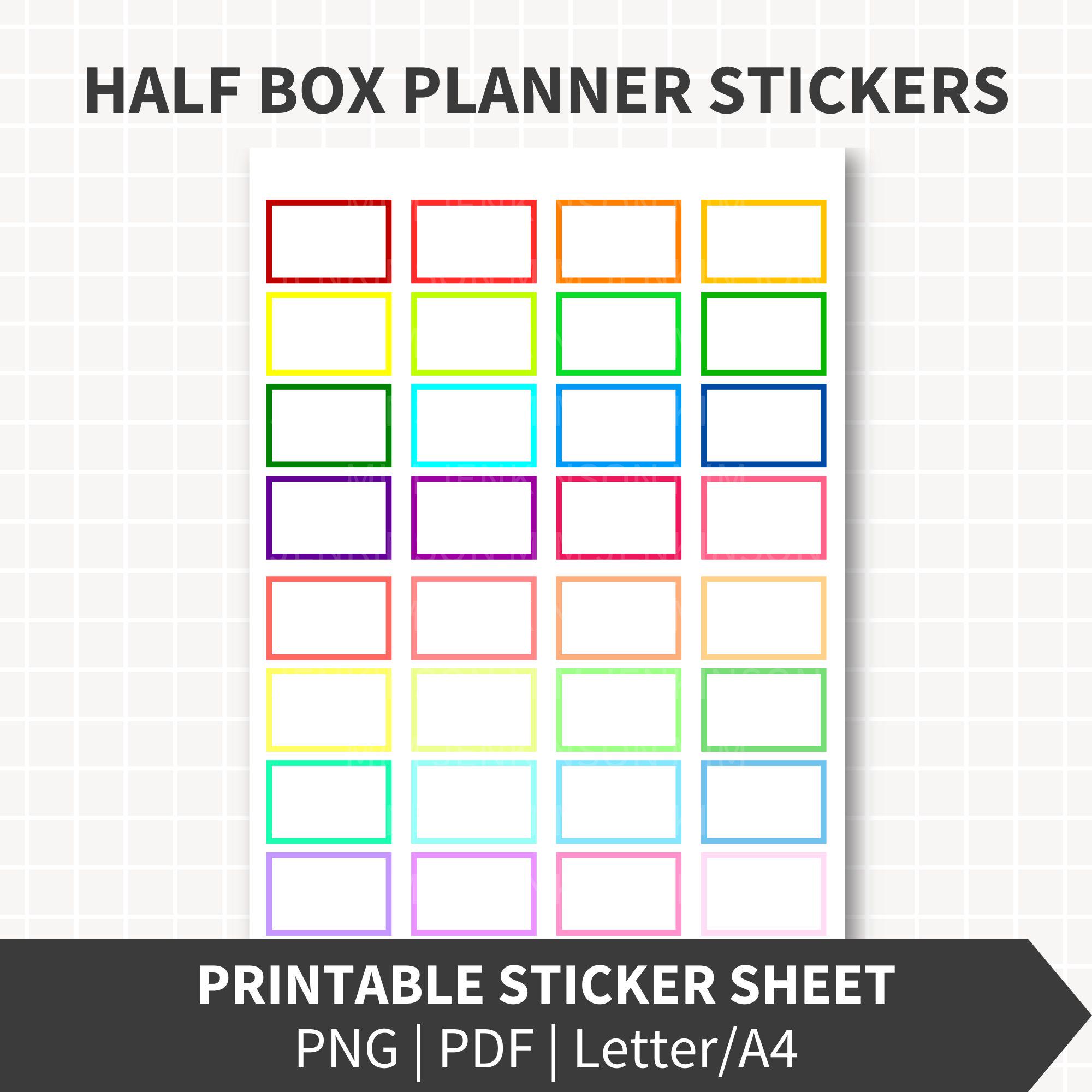 HALF BOX Planner Stickers Printable, Blank Half Boxes Labels, 1x1.5 ...