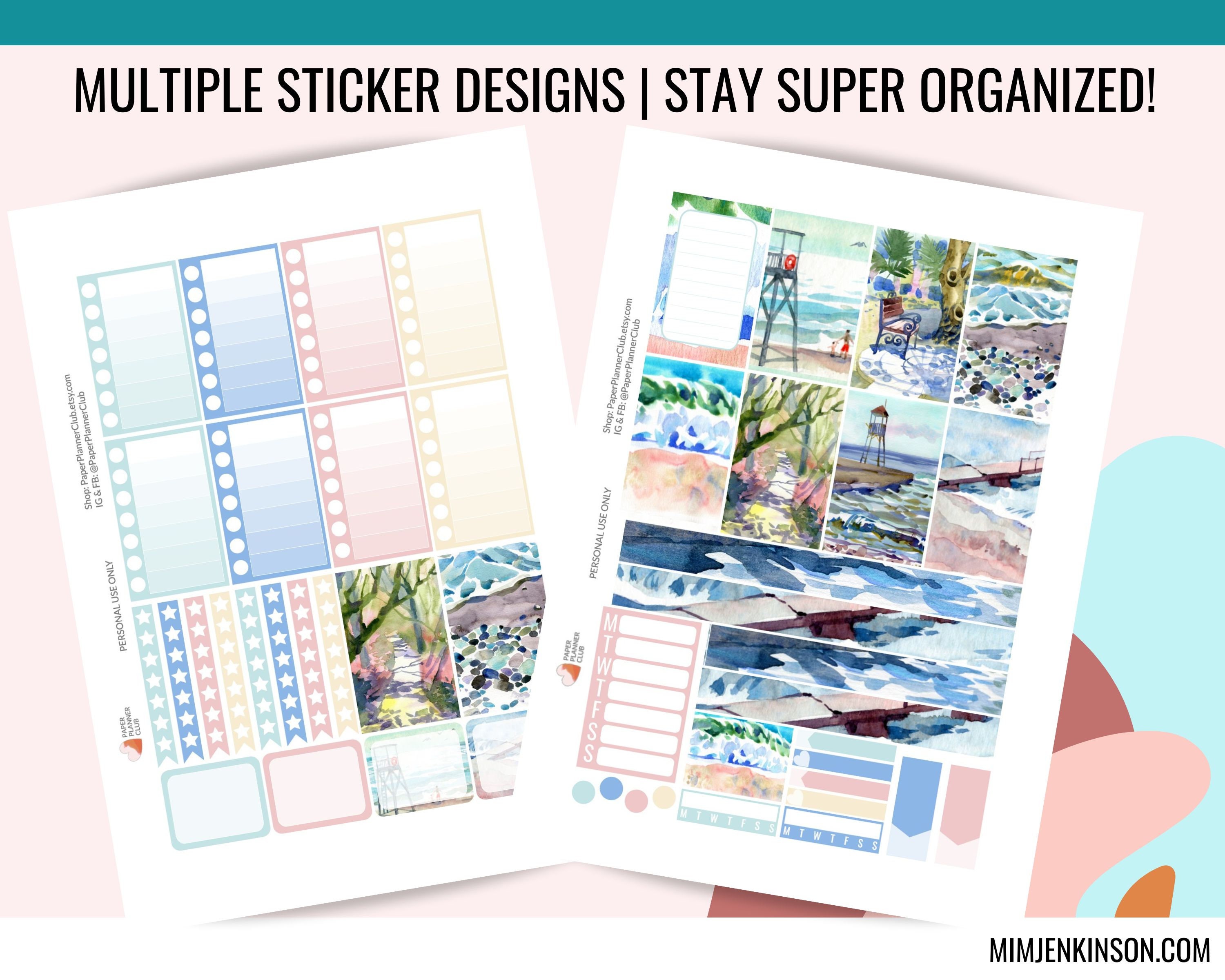 COASTAL PRINTABLE Planner Stickers Weekly Planner Kit Classic - Etsy