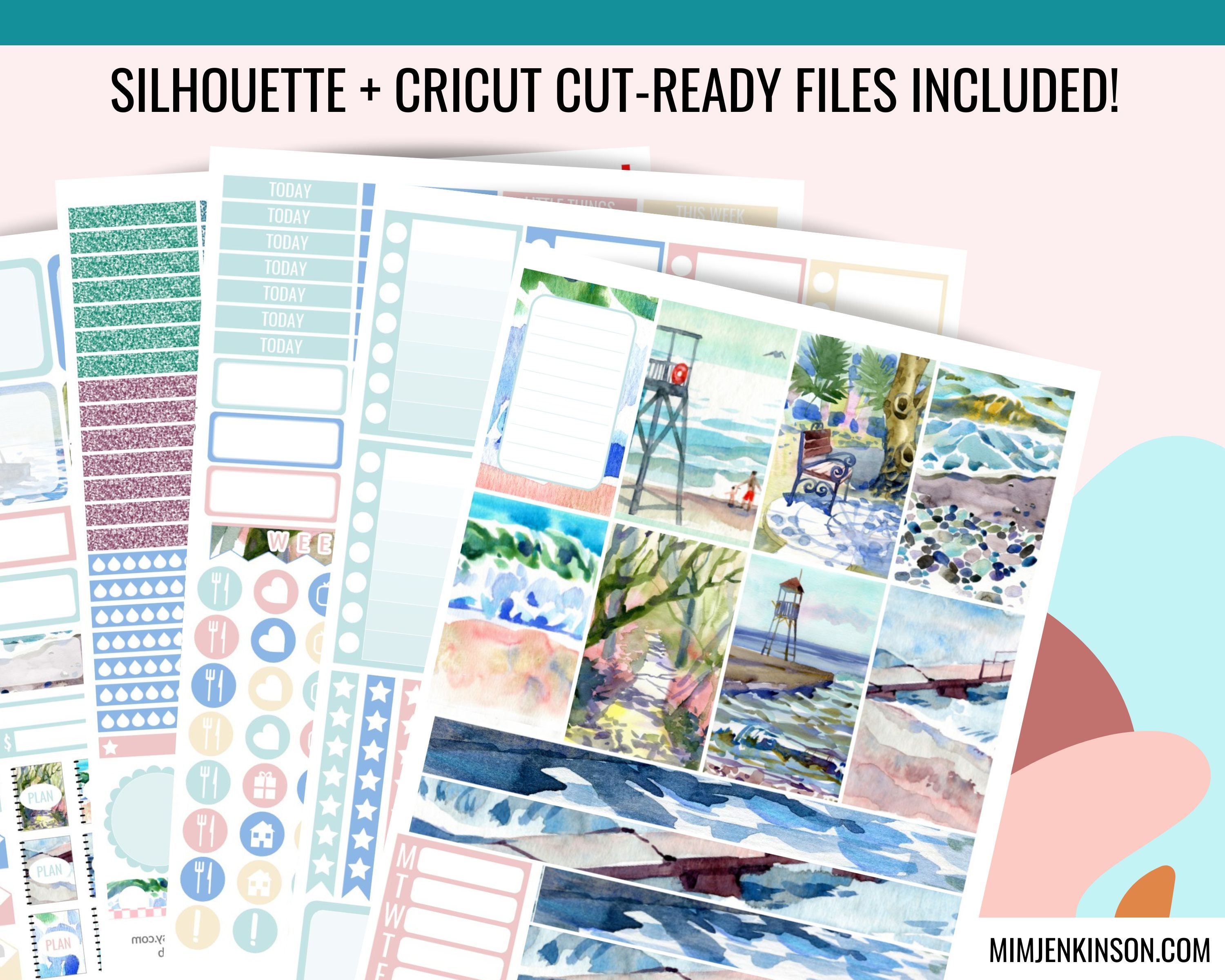 COASTAL PRINTABLE Planner Stickers Weekly Planner Kit Classic - Etsy