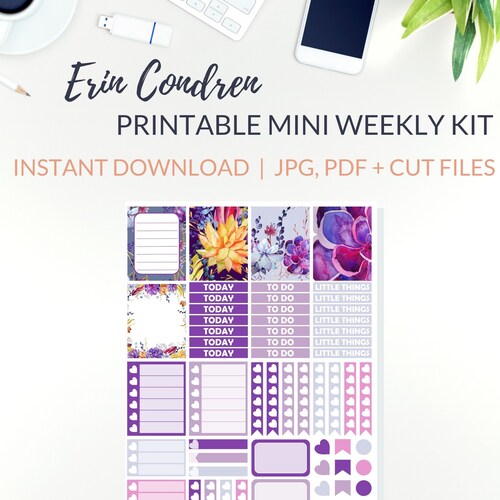 Printable VERTICAL Planner Stickers for Erin Condren Weekly - Etsy