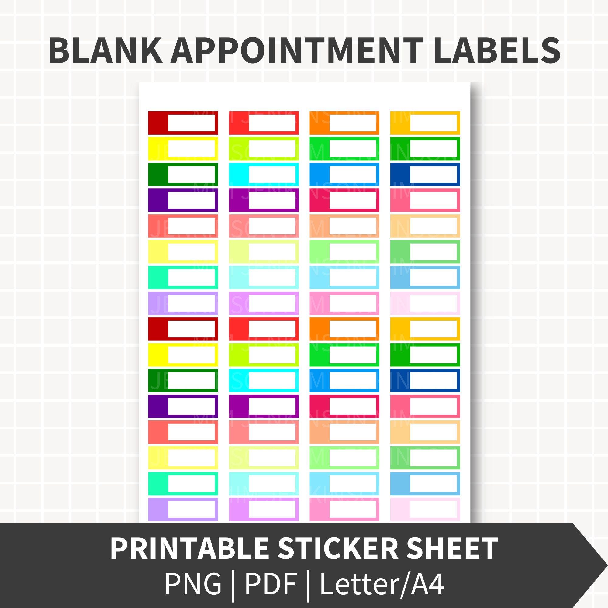 BLANK Appointment Labels Printable, Quarter Box Appointments Planner ...