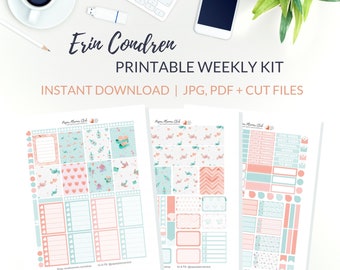 PRINTABLE LOVE Birds Planner Stickers | Weekly Planner Kit Erin Condren | Vertical Planner Stickers, ECLP Weekly Kit Printable