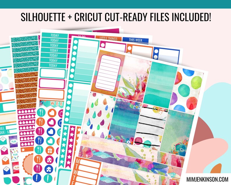 WATERCOLOR PRINTABLE Planner Stickers, Floral Weekly Planner Kit ...