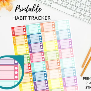 HABIT TRACKER Stickers | Habit Tracker Planner Stickers + Cut Files | Printable Habit Tracking Stickers | EC Stickers