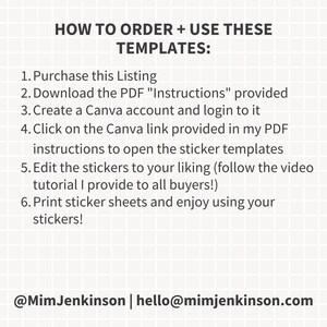 Plantilla de pegatinas para planificador CANVA, plantillas editables de pegatinas digitales para planificadores, Happy Planner, Erin Condren, uso comercial, Cricut, Silhouette imagen 7