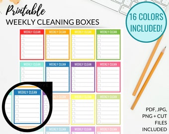 Printable WEEKLY CLEAN Full Box Planner Sticker, Cleaning Full Boxes, To Clean Stickers for Planners, Cleaning Printables